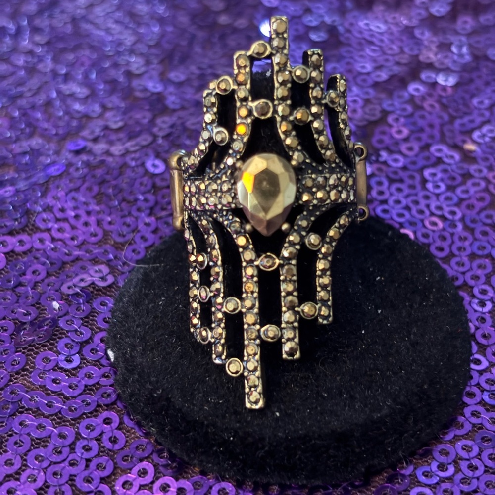paparazzi Black and Gold Art Deco Statement Ring